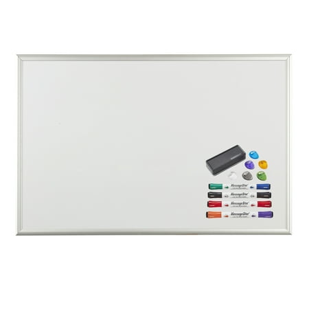 ECR4Kids MessageStor Dry-Erase Board with Accessories Wall-Mounted Whiteboard White