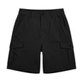 thumbnail image 7 of Bermuda Shorts for Women Cargo Shorts Knee Length 6 Pockets Elastic Waist Long Shorts for Summer Casual Black L, 7 of 7