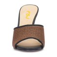 thumbnail image 2 of FSJ Women Open Toe Woven Wide Strap Slide Sandals Slip on High Spool Heel Mules Backless Shopping Daily Dressy Shoes Size 8 Black, 2 of 4
