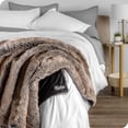 thumbnail image 3 of Bare Home Faux Fur Blanket - 60" x 80" - Ultra Soft Fleece - Oversized, Variegated Chestnut, 3 of 5