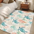 thumbnail image 5 of Teal Red Coastal Area Rugs Collection 2.7'x5', Retro Beach Nautical Sea Turtle Coral Non Slip Indoor Rectangle Throw Runner Rug Floor Mat Carpet for Living Room Dining Table Bedroom Nursery, 5 of 9