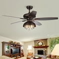 thumbnail image 3 of Fredix 5-Blade 52-Inch Speckled Bronze Ceiling Fan with Hooded Crystal Chandelier (Remote Controlled), 3 of 5