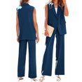 thumbnail image 3 of Conjuntos de 2 Piezas para Mujer: Chaleco Sin Mangas y Pantalón , Conjunto de Blazer Informal de Negocios. Azul Marino S, 3 of 6