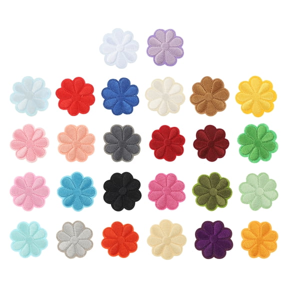 Uxcell Plum Blossom Sew Embroidered Patches, Elbow Knee Velvet Patches Kit for Pants Shirts Jackets, Multicolored, 1 Set
