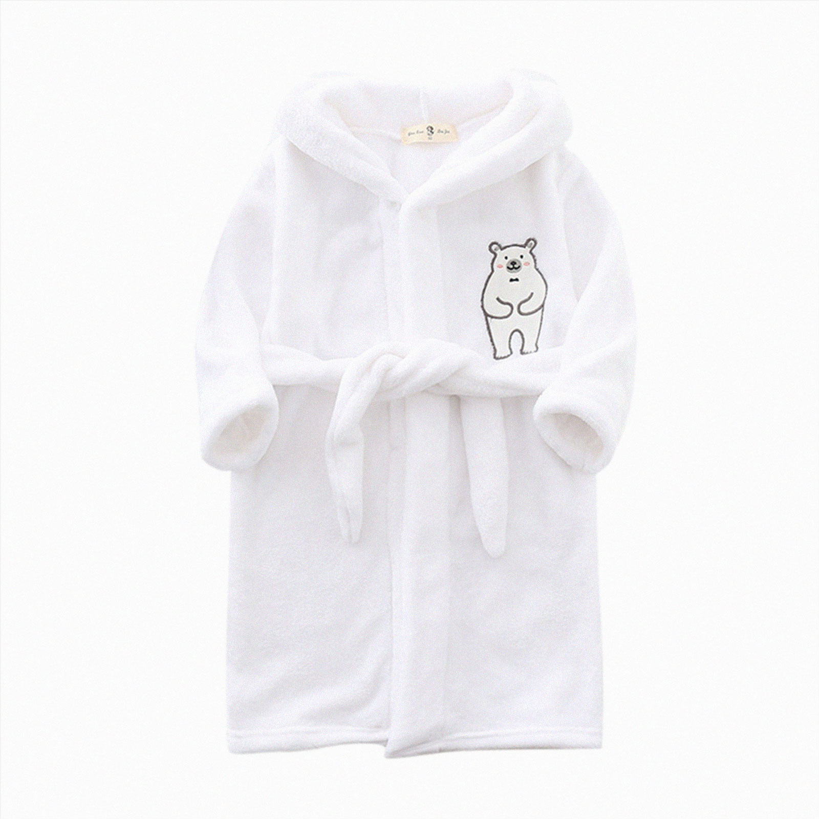 Bata de baño de toalla de felpa suave para niños y niñas, kimono, ropa de dormir (blanco, 7-8 años) 5