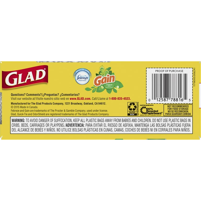 Glad OdorShield Quick-Tie Medium Trash Bags - Gain Original with Febreze  Freshness - 8 Gallon - 26 ct 