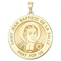 Saint Jean-Baptiste De La Salle Religious Medal  - 2/3 Inch Size of Dime, Solid 14K Yellow Gold