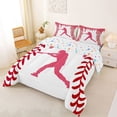 thumbnail image 2 of Erosebridal Pink Dripping Baseball Stitch & Batter Silhouette Graphic Queen Comforter Set 3pcs, Sport Graphic Bedding Comforter Set for Girls Kids,Luxury Bedroom Decor, 2 of 6