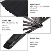Large Folding Fans for Line Dancing, Clack Fans, Chinese Handheld Tai Ji Fan for Men and Women, Festival, Line Dance, Kungfu, Martial Art, Gift(Black,4 Packs)
