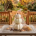 thumbnail image 2 of Fall Pumpkin Stack Decor, 3 Tier Resin Look Plastic Pumpkin Ornament, Tabletop Decor for Mantel Tiered Tray, 2 of 6