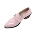 thumbnail image 3 of Women Shoes Block Heel Loafers for Women Suede Western Embroidery Pointed Toe Slip On Heels for Women Comfort Wide Feet Non Slip Vintage Ethnic Casual Dress Shoes for Women Autumn Winter Metal Buckl, 3 of 8