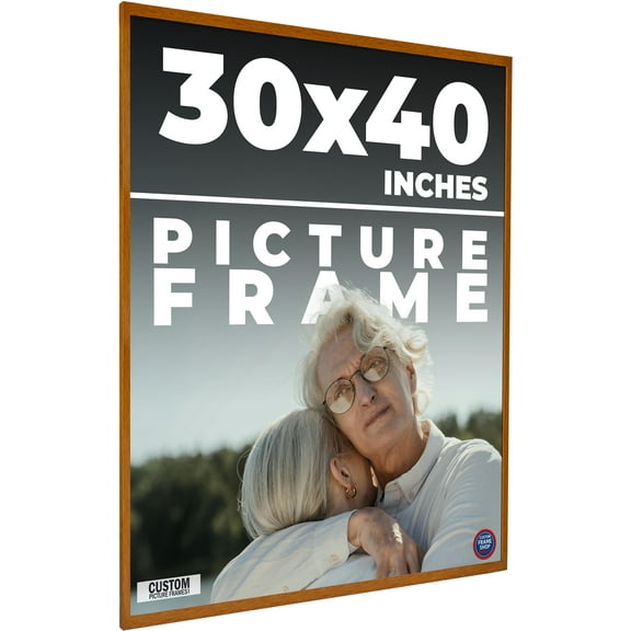 30x40 Frame Honey Pecan Solid Wood Picture Frame | 0.75 inch Moulding Width | Interior Frame Depth