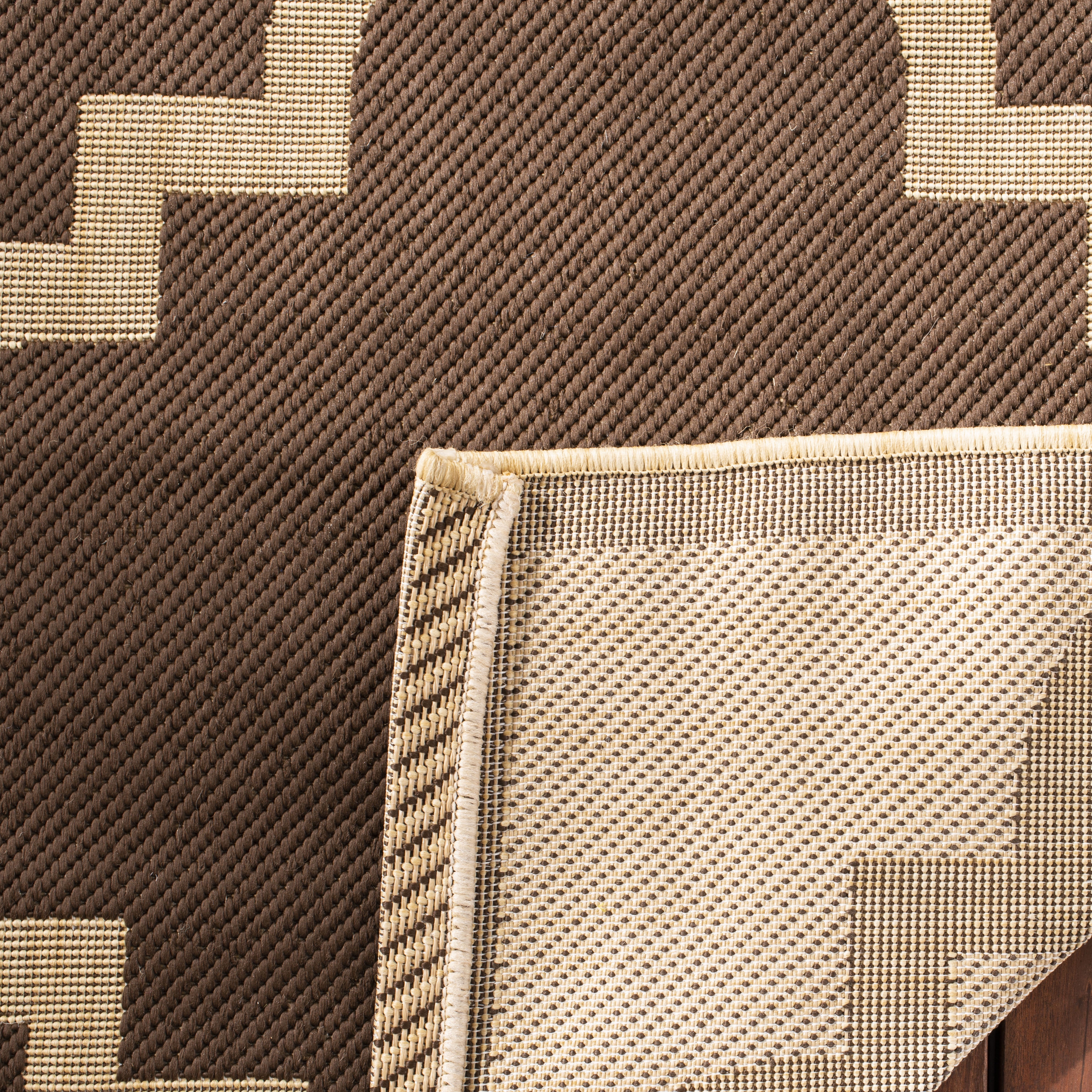Safavieh Courtyard Becky Geometric Indoor/Outdoor Area Rug, Dark Brown, 7'10" x 7'10" Round