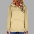 thumbnail image 6 of SDNall Hoodies for Women Solid Color Hoodie Zipper Long Sleeve Sweatshirts Long Coat Tops with Pockets Zip Up Hoodie Women (Beige, Sizes S-XXXXL), 6 of 9