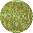 thumbnail image 1 of Ahgly Company Machine Washable Indoor Round Abstract Turquoise Blue Modern Area Rugs, 6' Round, 1 of 4