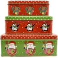 thumbnail image 2 of ALEF Christmas/Holiday Set of 3 Decorative Nesting Tins featuring Santa, Reindeer, & Penguin, 2 of 5