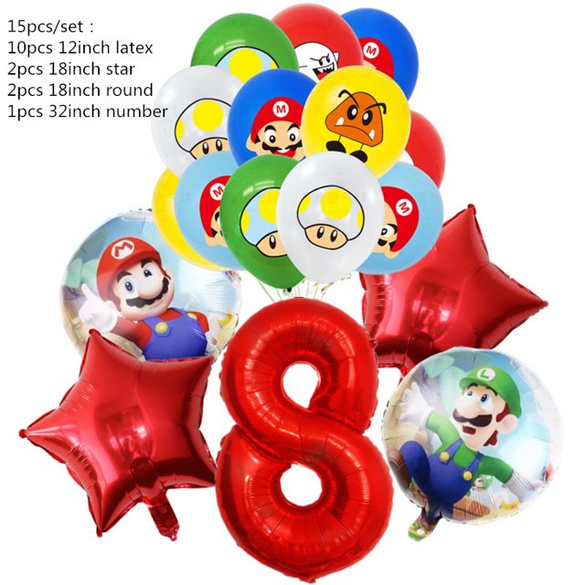 1Set Marios Globos De Látex Decoraciones De Fiesta De Cumpleaños 32 Pulgadas Número Rojo Globo De Dibujos Animados Bebé Ducha Suministros Juguetes Para Niños Gao Jiahui unisex