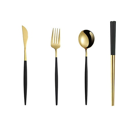 

XIDS 4Pcs/Set Stainless Steel Cutter Fork Spoon Chopstick Tableware Kitchen Supplies