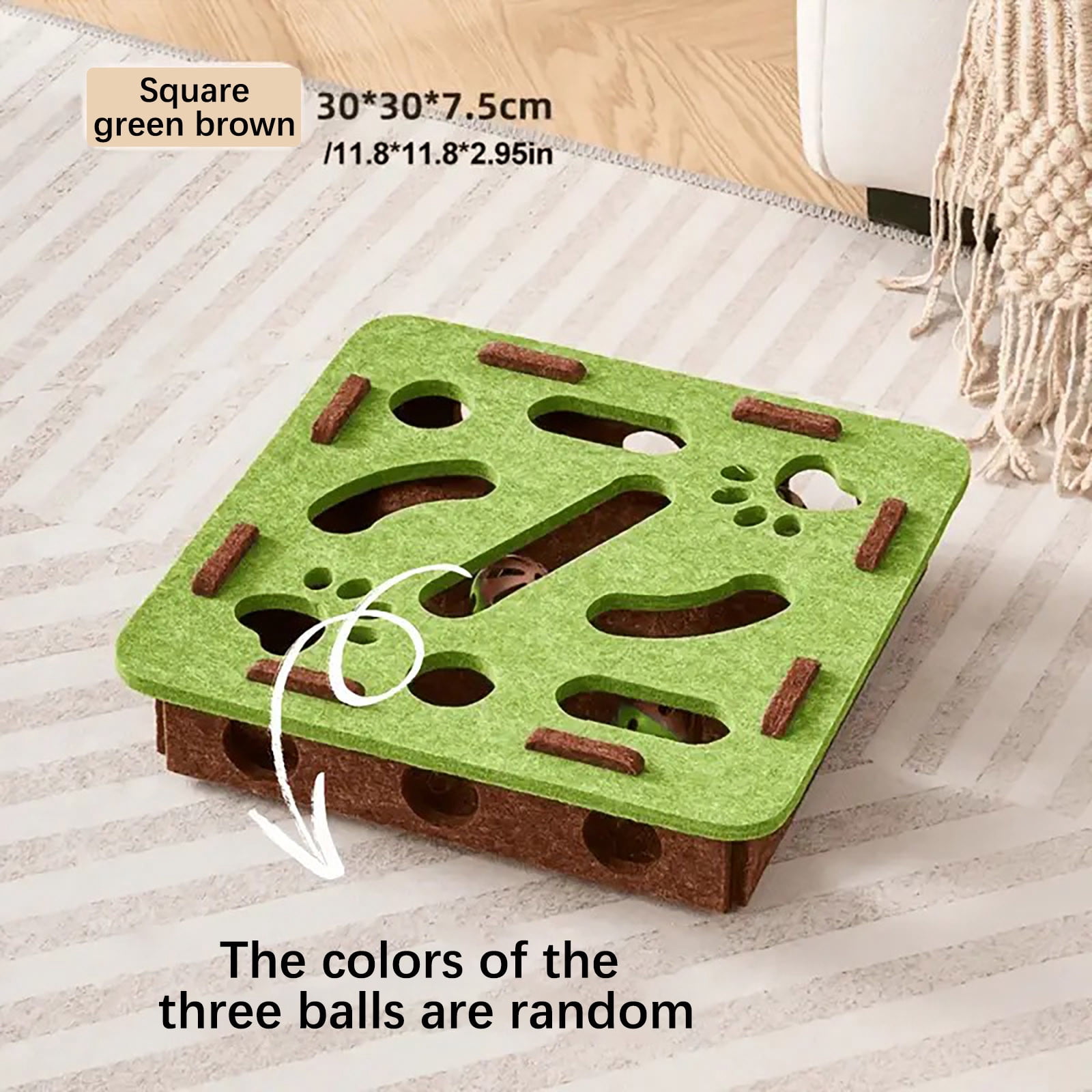 Fzsteel Interactive Cat Toy Box With Puzzle Game For Mental Stimulation And Exercise Indoor Pet Enrichment Digging Activity 30x30x7.5cm