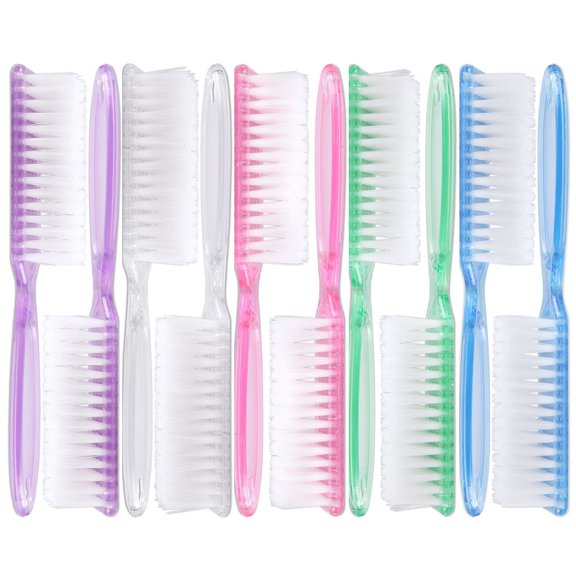 Beauticom Manicure Nail Scrub Brush w/ Handle (Multi Color, 10pc)