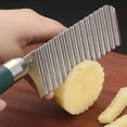 thumbnail image 4 of Crinkle Cut French Fry Maker, Stainless Steel Vegetable Chopper Slicer for Potatoes, Onions, Tomatoes, Wavy Knife for Home Use, Durable Kitchen Tool, A Vegetable Cutter, 4 of 5