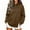 Coffee, variant on Women Half Zip Sweatshirt Sevevn Quarter Zip Stand Collar Relaxed Fit Fleece Fabric Drop Shoulder Kangaroo Pocket Side Slit Hem Long Sleeve For Daily Wear