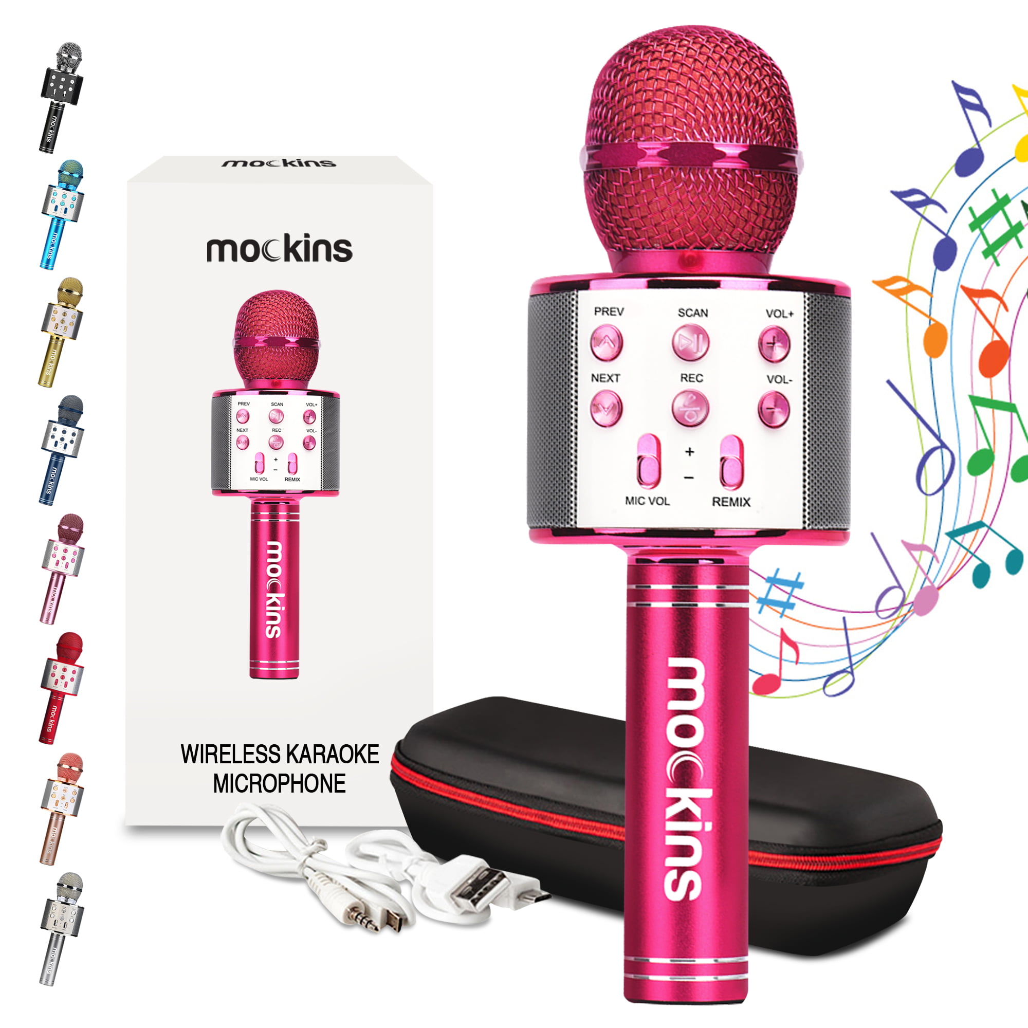 Pink Cute Handheld Wireless Bluetooth Karaoke Microphone for Kids Toddler 