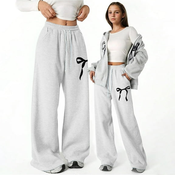Girls Sweatpants Toddler Boy Jogger Pants with Pockets Adjustable Drawstring Casual Pants White Pants Kids Boy Pants Size 6-7 Years