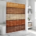 thumbnail image 5 of Polyester Fabric Farmhouse Burnt Orange Brown Shower Curtain, Vintage Wooden Striped Waterproof Bathtub Curtain Bathroom Decor Set with Hooks 36 x 78 Inches, 5 of 6