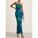 thumbnail image 4 of Vestido largo PRETTYGARDEN para mujer, ajustado sin tirantes, verde y floral, 4 of 9
