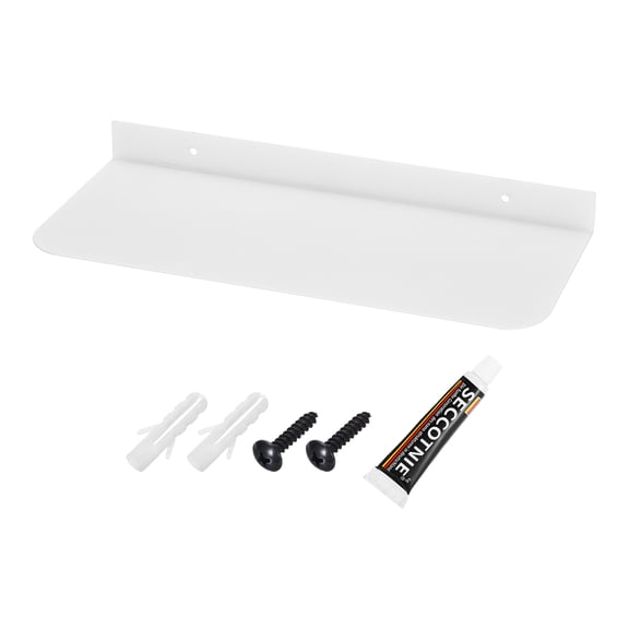 Uxcell Aluminum Shelves for Wall 12" White Floating Shelves Wall Mount Display Shelf Organizer for Bathroom