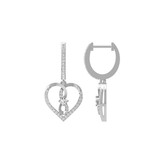 ARAIYA FINE JEWELRY 10K White Gold Round Lab-Grown Diamond Heart Earrings (2/5 cttw, VS1 Clarity, D-E Color)