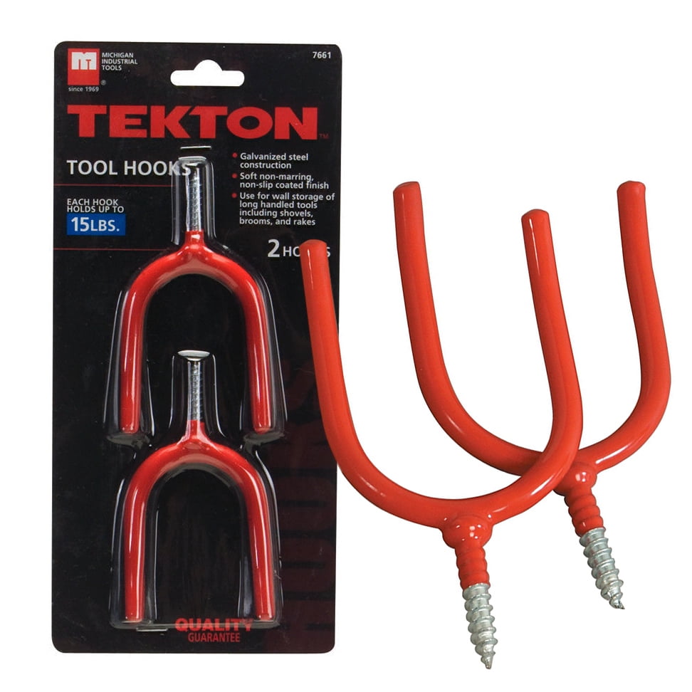 Two Piece Utility U Shape Wall Hooks with Screw In Anchor Tool Holder