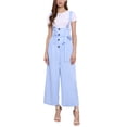 thumbnail image 2 of INSPIRE CHIC Women's Button Front High Waist Belted Straight Fit Overall Jumpsuit XL Sky Blue, 2 of 5
