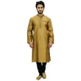 thumbnail image 6 of Atasi Designer Indian Ethnic Men's Gold Kurta Pyjama Long Dupion Shirt-XL, 6 of 6