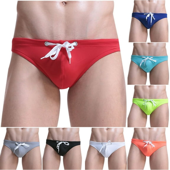 ZZwxWA Men's Swimwear Briefs Soild Color Lace-up Drawstring Elastic Waistband Bottoms Underwear Holiday Saving