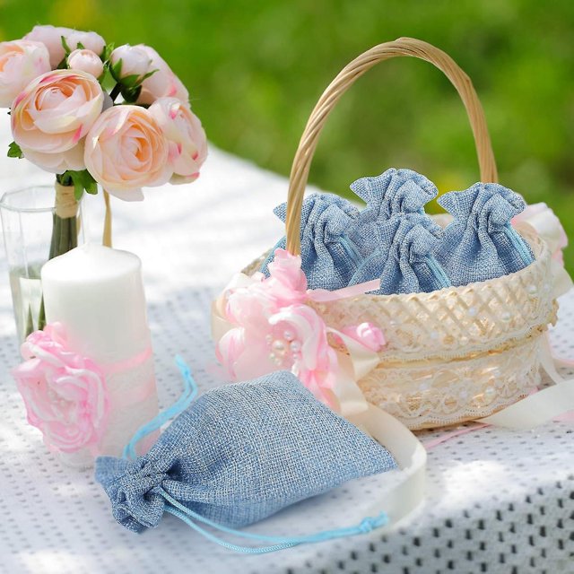 20 piezas bolsas de regalo de yute de lino, bolsas de arpillera, bolsas con cordón, bolsas de joyería, almacenamiento de fiesta LingWen 1327534347302