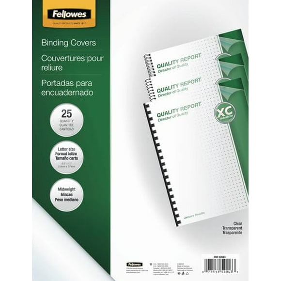 Fellowes® Transparent Binding Covers - Letter, 25pk