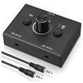 thumbnail image 2 of 2 Set 3.5mm Audio Switcher, 2 Input 1 Output/1 Input 2 Output Audio Splitter Switcher, Switcher Box,One-Key Mute Button, 2 of 7