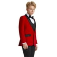 thumbnail image 4 of Boys Suit Set 3pc Velvet Satin Shawl Lapel Jacket With Matching Vest & Pants Free Shirt & Bow Tie-Slim Fit, 4 of 5