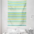 thumbnail image 1 of Teal and White Tapestry, Zig Zag Lines in Horizontal Order Chevron Triangles Geometric, Wall Hanging for Bedroom Living Room Dorm Decor, 60W X 80L Inches, Yellowgreen Blue Cream, by Ambesonne, 1 of 2