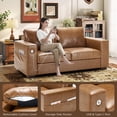 thumbnail image 6 of BedLuxury 70" Loveseat, 2-Seats Sofa with USB/Type-C Charging, Storage Pocket & Wide Armrest, Removable Cover, Living Room, PU Leather Brown, 6 of 8
