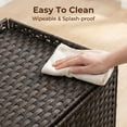 thumbnail image 5 of Rattan Hidden Litter Box Furniture 47.2" Double Litter Box Enclosure for 2 Cats with Mats, Play Ball & 2 Hooks, Large Cat Kitty House for Living Room/Bedroom Brown, 5 of 6