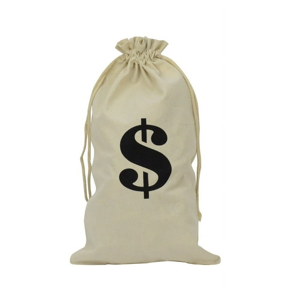 Novelty Cloth $ Money Bag Bank Robber Costume Accessory Movie Play Theater Prop
