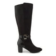 thumbnail image 2 of KAREN SCOTT Womens Black Snake Print Two Tone Padded Buckle Accent Isabell Almond Toe Block Heel Zip-Up Dress Riding Boot 10.5 M, 2 of 4