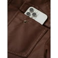 thumbnail image 6 of KVE Men's Faux Leather Jacket Waterproof Motorcycle Bomber Jacket Vintage PU Moto Biker Coat Camel Large, 6 of 9