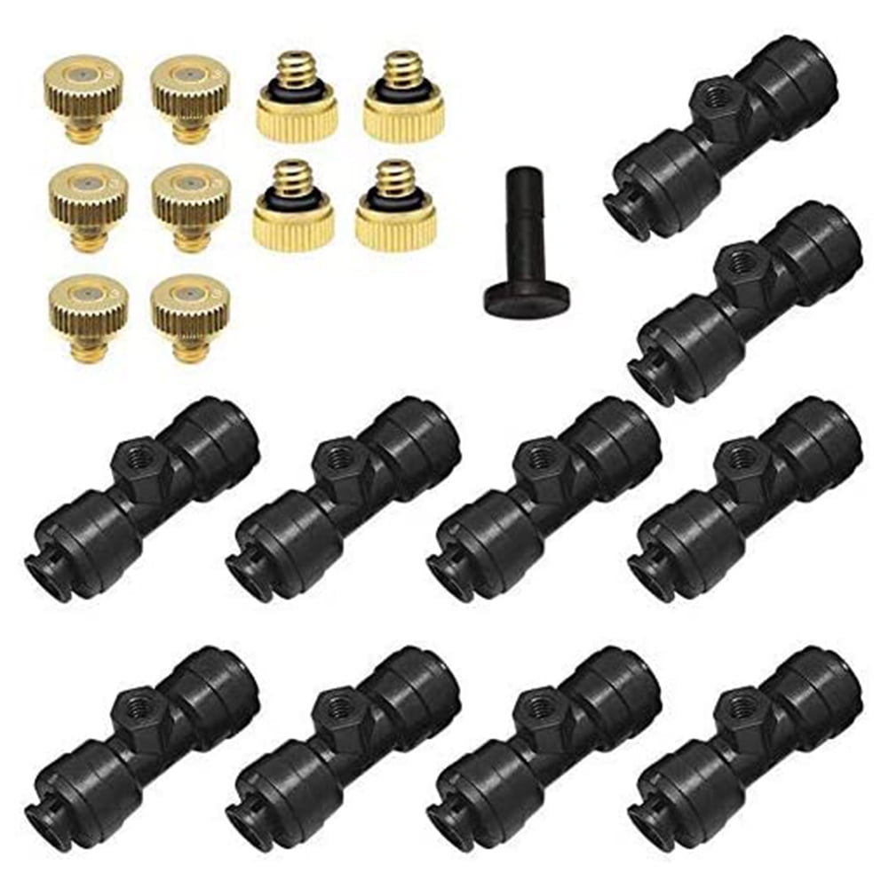 10pcs Misting Nozzle Tees Kit Brass Fog Nozzles for Outdoor Cooling System P⑤ 