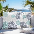 thumbnail image 3 of Teal Navy Blue Coastal Throw Pillow Covers 18x18 Inch Set of 2, Summer Beach Coral Shell Ocean Waterproof Outdoor Pillow Covers, Decorative Cushion Pillowcases for Couch, Sofa, Bed, Garden, Patio, 3 of 9