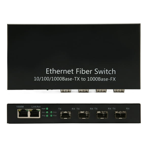 Ethernet Fiber Switch, TLG - G342 Gigabit Fiber Optic Media Converter Up To 120km 10 100 1000Mbps, SFP  Ethernet Switch With 4 Optical Ports RJ45 Port, Plug And Play
