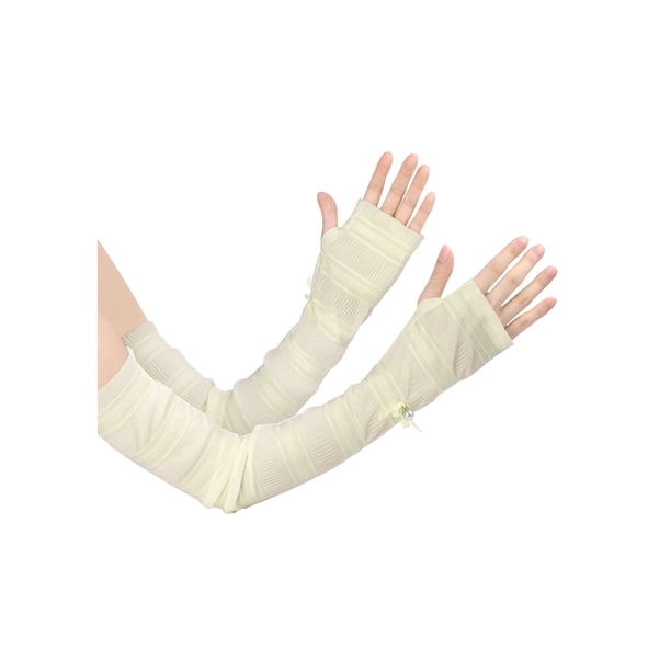 Guantes largos de mujer para exteriores, suaves, bloqueadores de sol, mangas sin dedos, color caqui